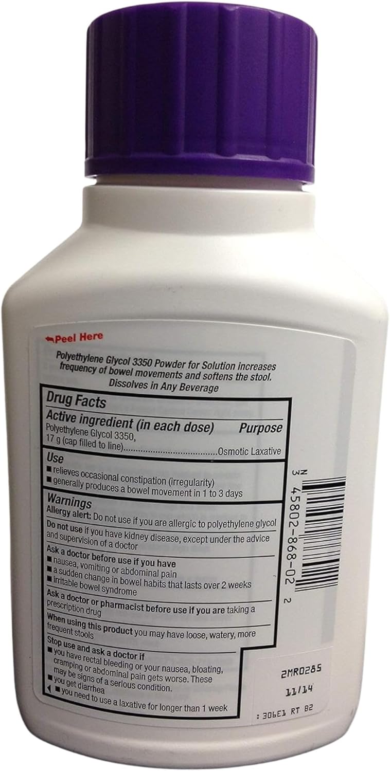 Perrigo Polyethylene Glycol 3350 8.3 Oz (238gm) Powder (Compare to Miralax) Original 8.3 Ounce (Pack of 1)