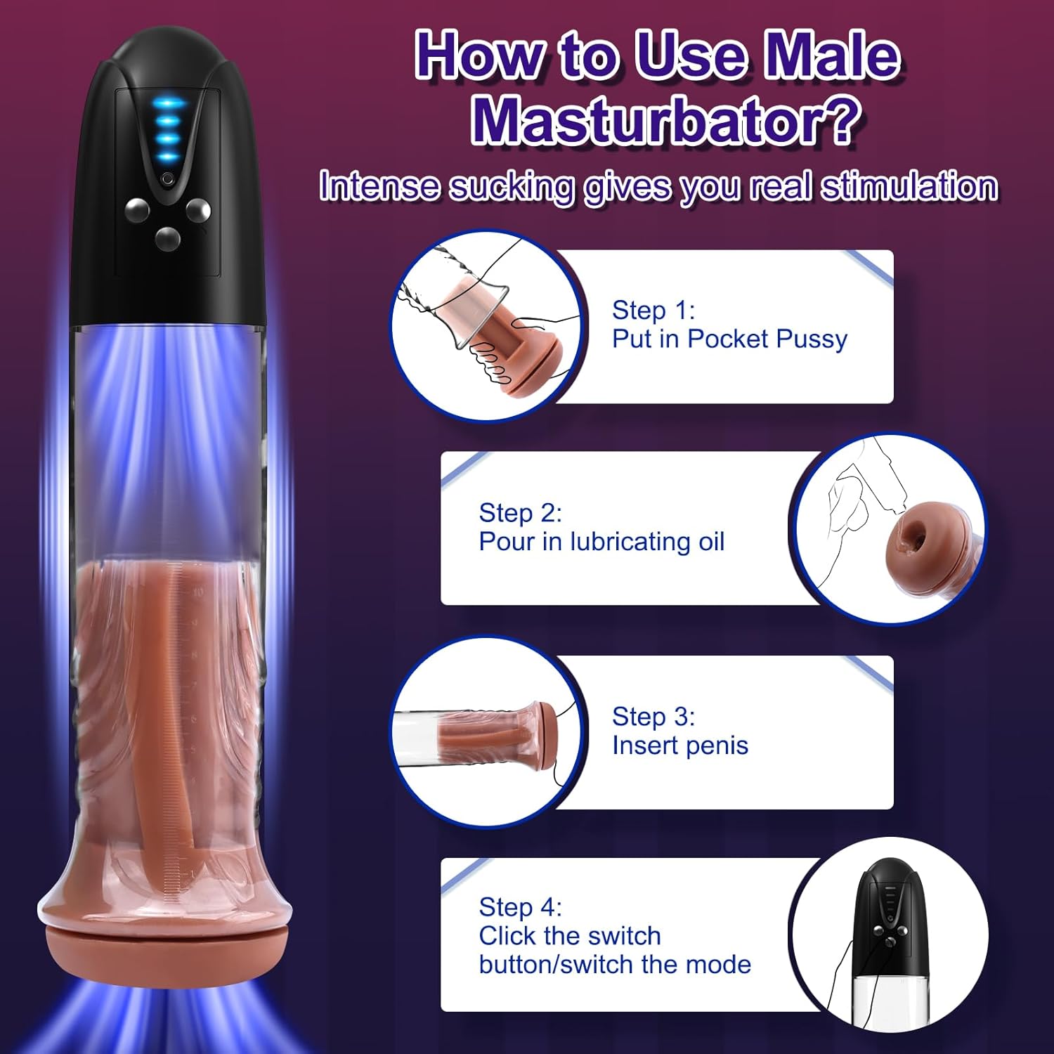 Electric Penis Enlarger Vacuum Pump - Adult Toys Male Masturbator Penis Enlargement Extend Pumps Air Pressure Device Stimulator with 4 Suction Modes, Adult Sex Toys & Games Pumps & Enlargers for Men