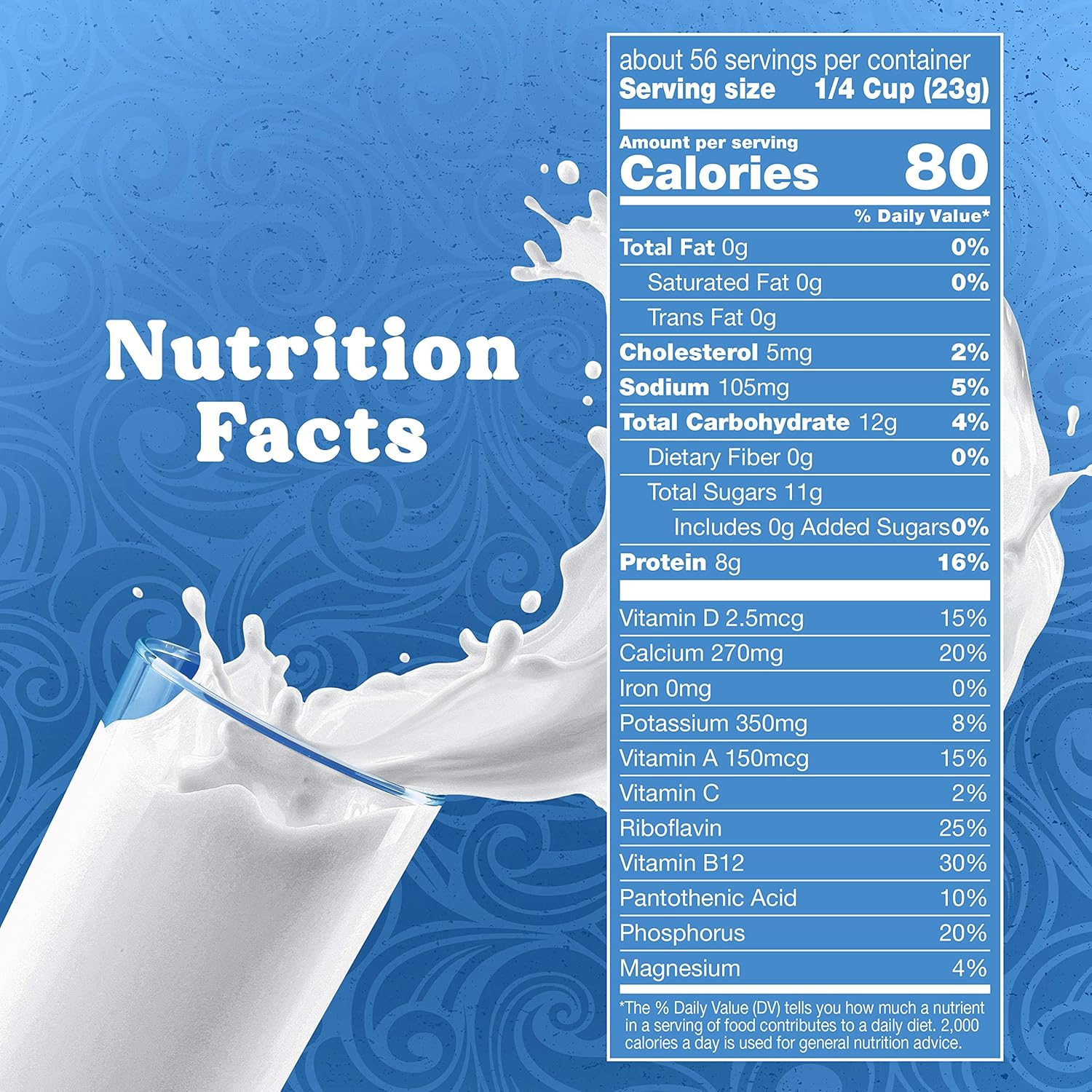 Swiss Miss Nonfat Dry Milk With Vitamins A and D, Makes Over 3 Gallons, 45.43 oz.
