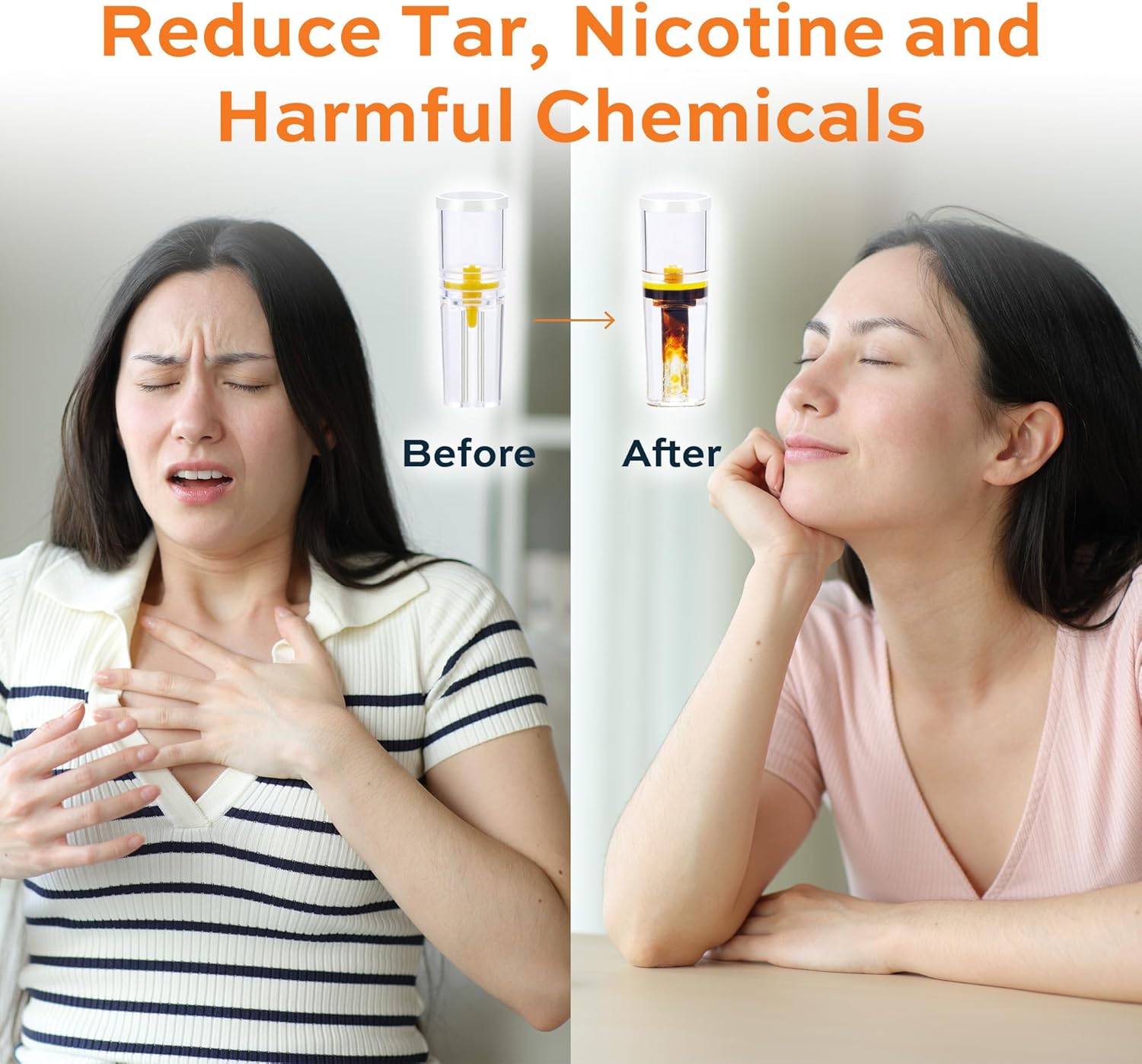 Tarbust 144 Cigarette Filters That Remove Tar and Chemicals, Reusable Filter Tips, Tar Blockers, Smart Filters for Cigarettes Tips, Regular & King Size