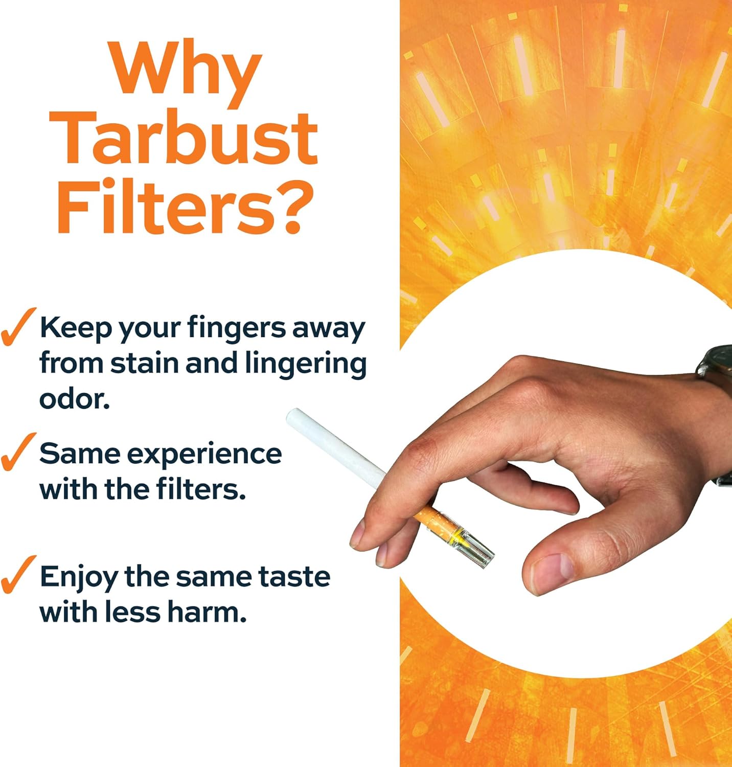Tarbust 144 Cigarette Filters That Remove Tar and Chemicals, Reusable Filter Tips, Tar Blockers, Smart Filters for Cigarettes Tips, Regular & King Size