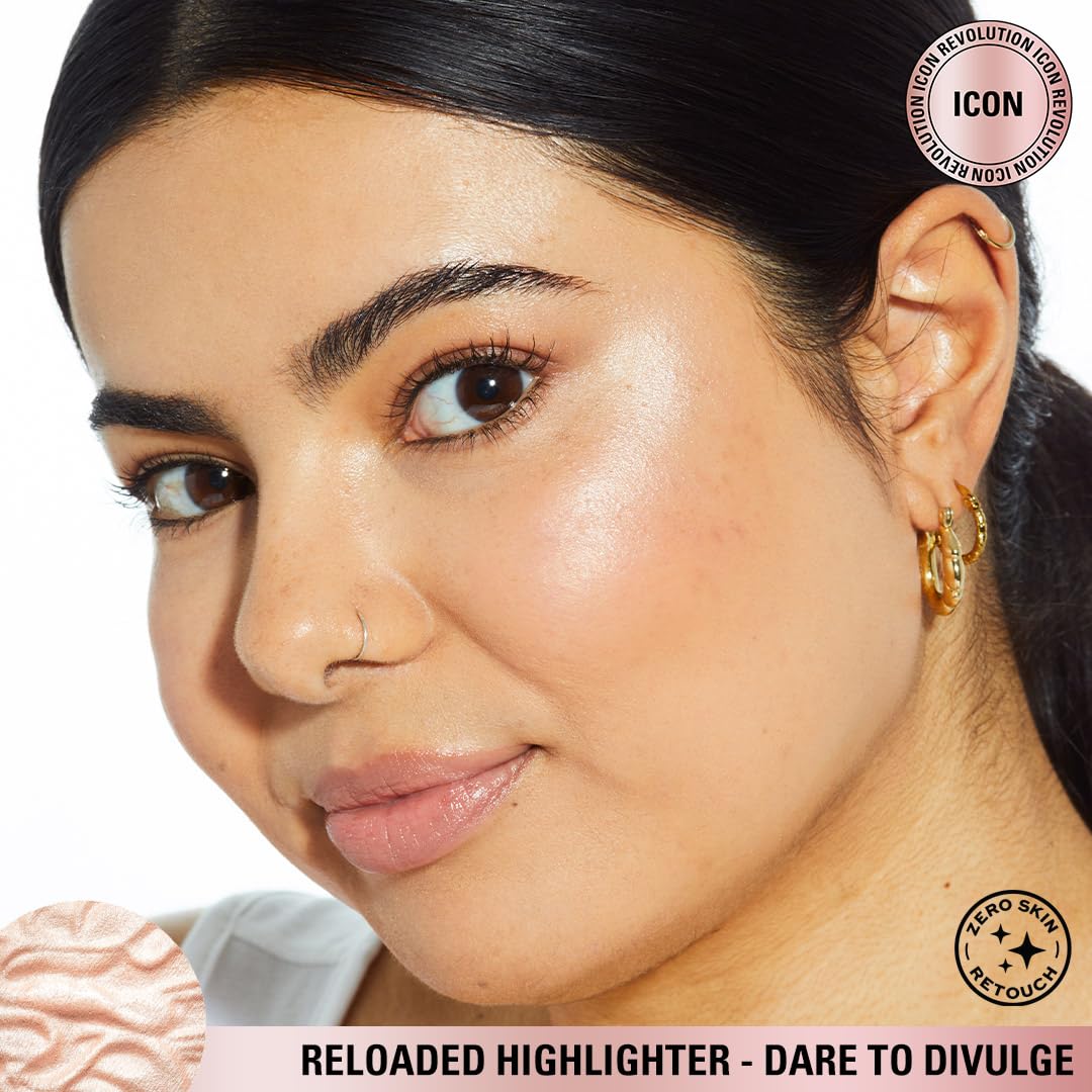 Revolution, Reloaded Pressed Powder Highlighter, Intensely Pigmented for a High Impact Dewy Finish, Dare to Divulge, 0.22 Oz Dare to Divulge 0.22 Ounce (Pack of 1)