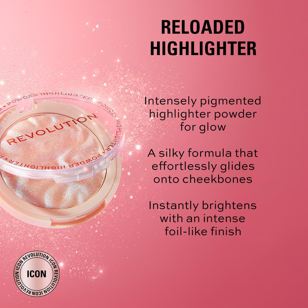 Revolution, Reloaded Pressed Powder Highlighter, Intensely Pigmented for a High Impact Dewy Finish, Dare to Divulge, 0.22 Oz Dare to Divulge 0.22 Ounce (Pack of 1)