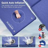 Elegear Self Inflating Sleeping Pad, 3.18'' Ultra-Thick Memory Foam Camping Pad with Pillow, 20s Fast Inflating Camping Mattress Pad, 4-Season Insulated Camp Sleeping Mat for Camping/Travel/Tent/Car Blue