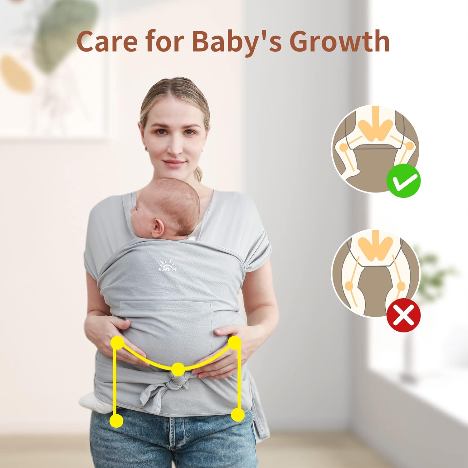 Baby Wraps Carrier/ Sling for Newborn to Toddler, Breathable and Hands Free, Adjustable Carriers (Light Grey)