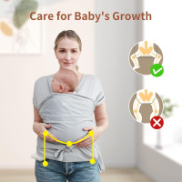 Baby Wraps Carrier/ Sling for Newborn to Toddler, Breathable and Hands Free, Adjustable Carriers (Light Grey)