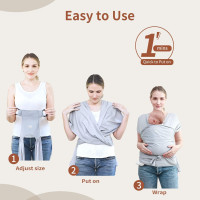 Baby Wraps Carrier/ Sling for Newborn to Toddler, Breathable and Hands Free, Adjustable Carriers (Light Grey)
