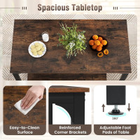 Giantex 4-Piece Dining Table Set for 4, Modern Kitchen Table and Chairs, Nesting Furniture Set with Bench & 2 Stools, Space-Saving Desk Set, Dinette Set for Small Place, Dining Room Restaurant (Brown)