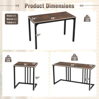 Giantex 4-Piece Dining Table Set for 4, Modern Kitchen Table and Chairs, Nesting Furniture Set with Bench & 2 Stools, Space-Saving Desk Set, Dinette Set for Small Place, Dining Room Restaurant (Brown)