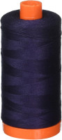 Aurifil A1050-2785 Solid 50wt 1422yds Very Dark Navy Mako Cotton Thread Navy Blue