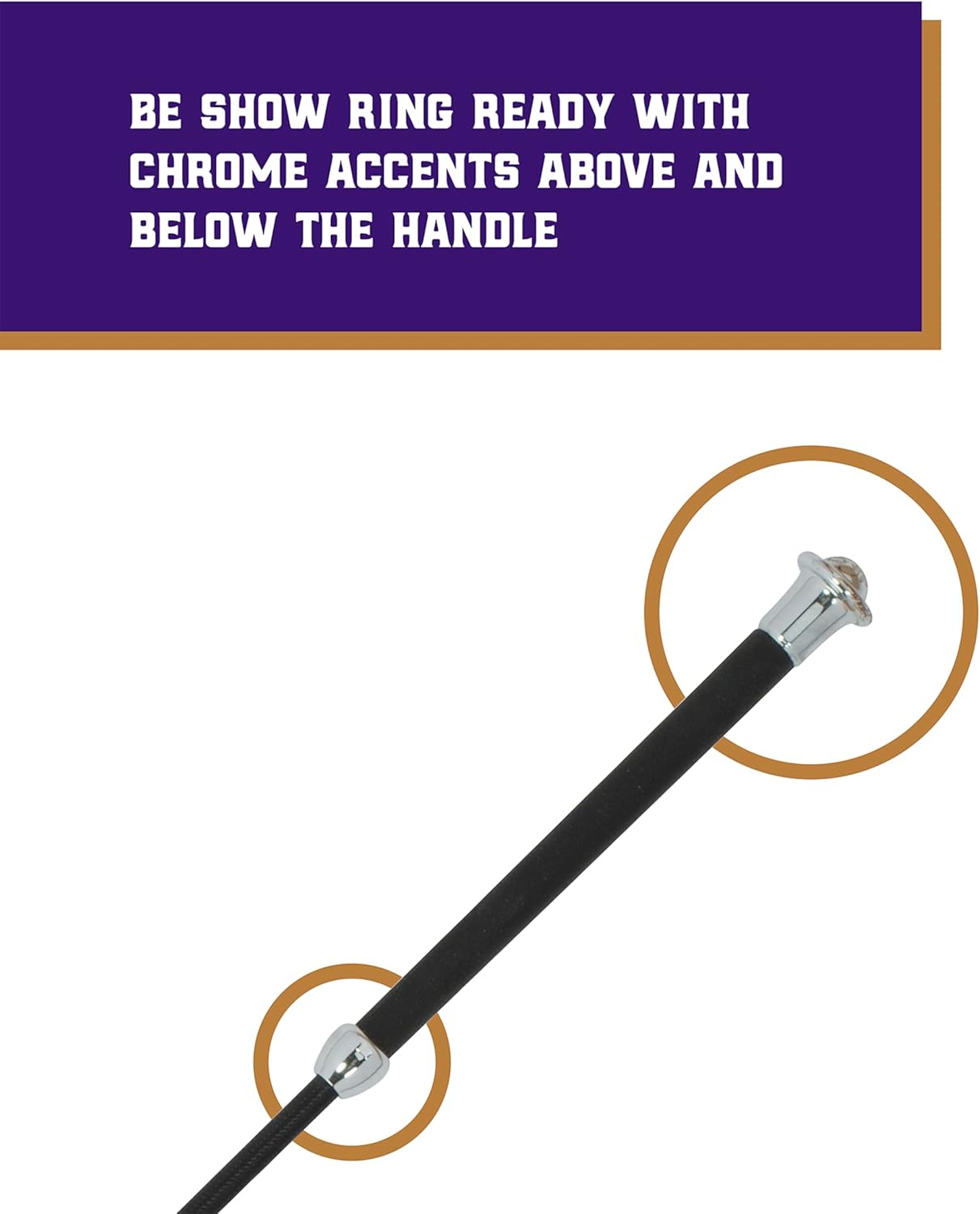 Weaver Livestock Basic Pig Show Whip with Chrome Tipped Handle, Hog Livestock Whip for Show Ring Competition, Leather Pig Whips for Showing Black 36