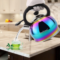 SHANGZHER Stainless Steel Coffee Tea Kettles Whistling Kettle for Gas Hob Induction Gas Kettle with Whistle Stovetop Kettles 2.1 Qt / 2 Liter Rainbow Color