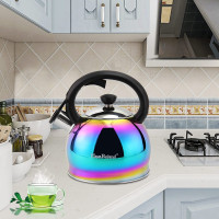 SHANGZHER Stainless Steel Coffee Tea Kettles Whistling Kettle for Gas Hob Induction Gas Kettle with Whistle Stovetop Kettles 2.1 Qt / 2 Liter Rainbow Color