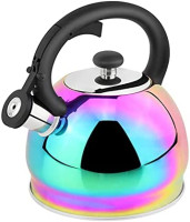 SHANGZHER Stainless Steel Coffee Tea Kettles Whistling Kettle for Gas Hob Induction Gas Kettle with Whistle Stovetop Kettles 2.1 Qt / 2 Liter Rainbow Color