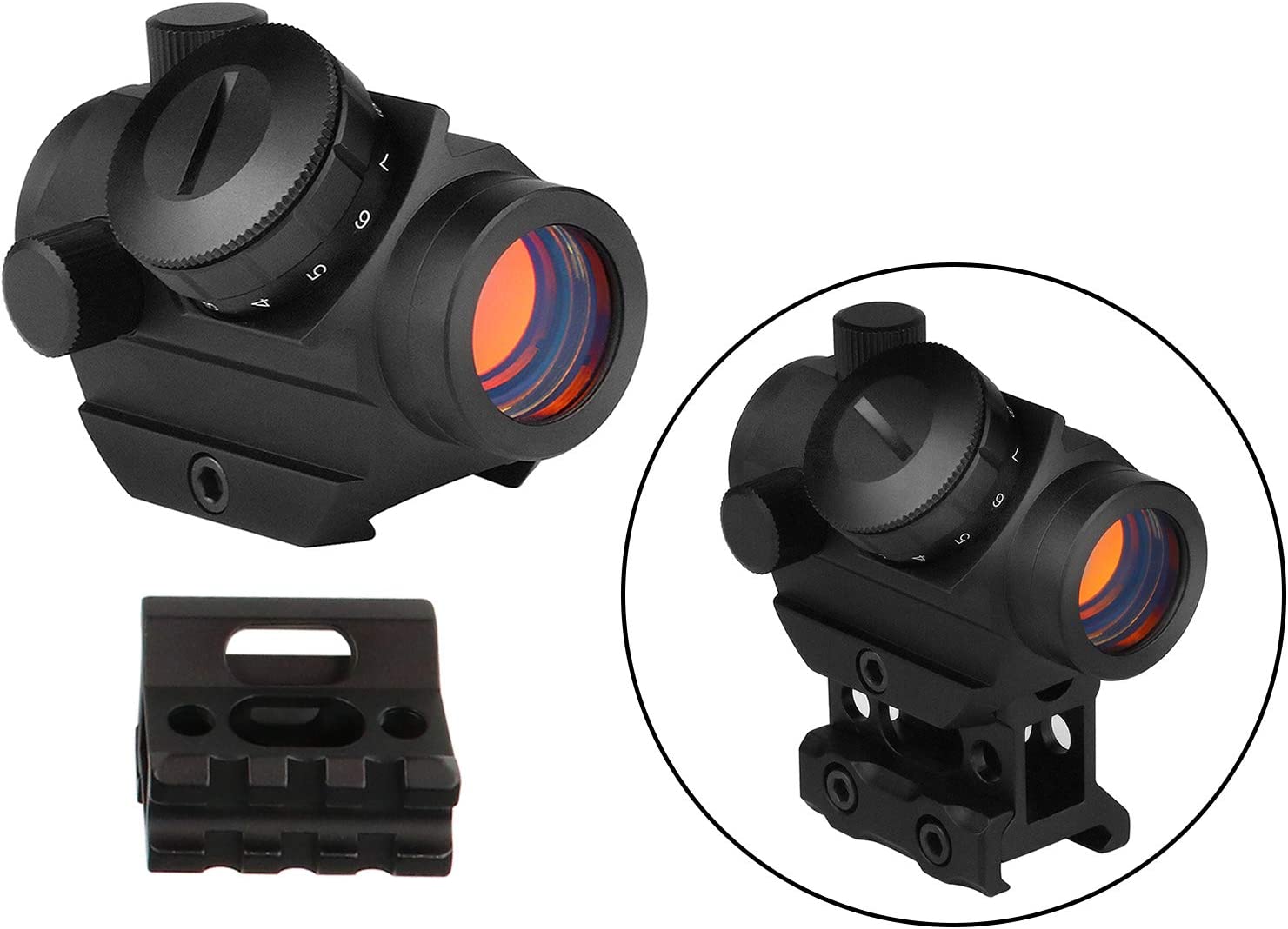 Beileshi Red Dot Sight, 4 MOA Compact Red Dot Gun Sight Rifle Scope with 1 inch Riser Mount