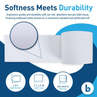 Boardwalk B6144 2-Ply Septic Safe Toilet Tissue - White (96/Carton)