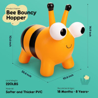 ZOOJOY Bee Bouncy Animals Hopper, Inflatable Bouncing Hopper, Outdoor Indoor Jumping Bounce Hopping Toys for Toddlers, for 18 Months 2 3 4 Year Old Kid Toddler