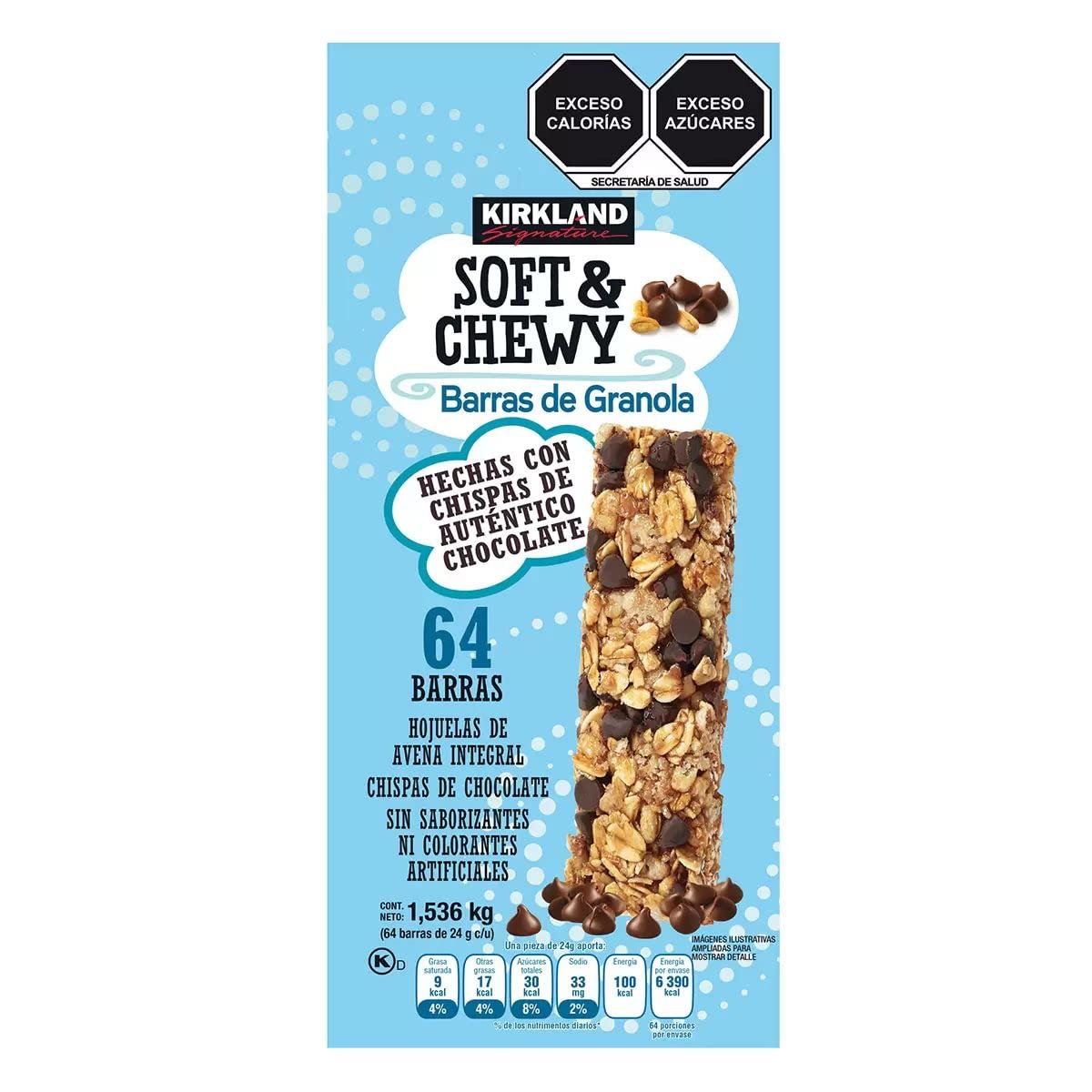 Kirkland Signature Soft & Chewy Chocolate Chips Granola Bars, 54.4 oz Chocolate 36 Count (Pack of 1)