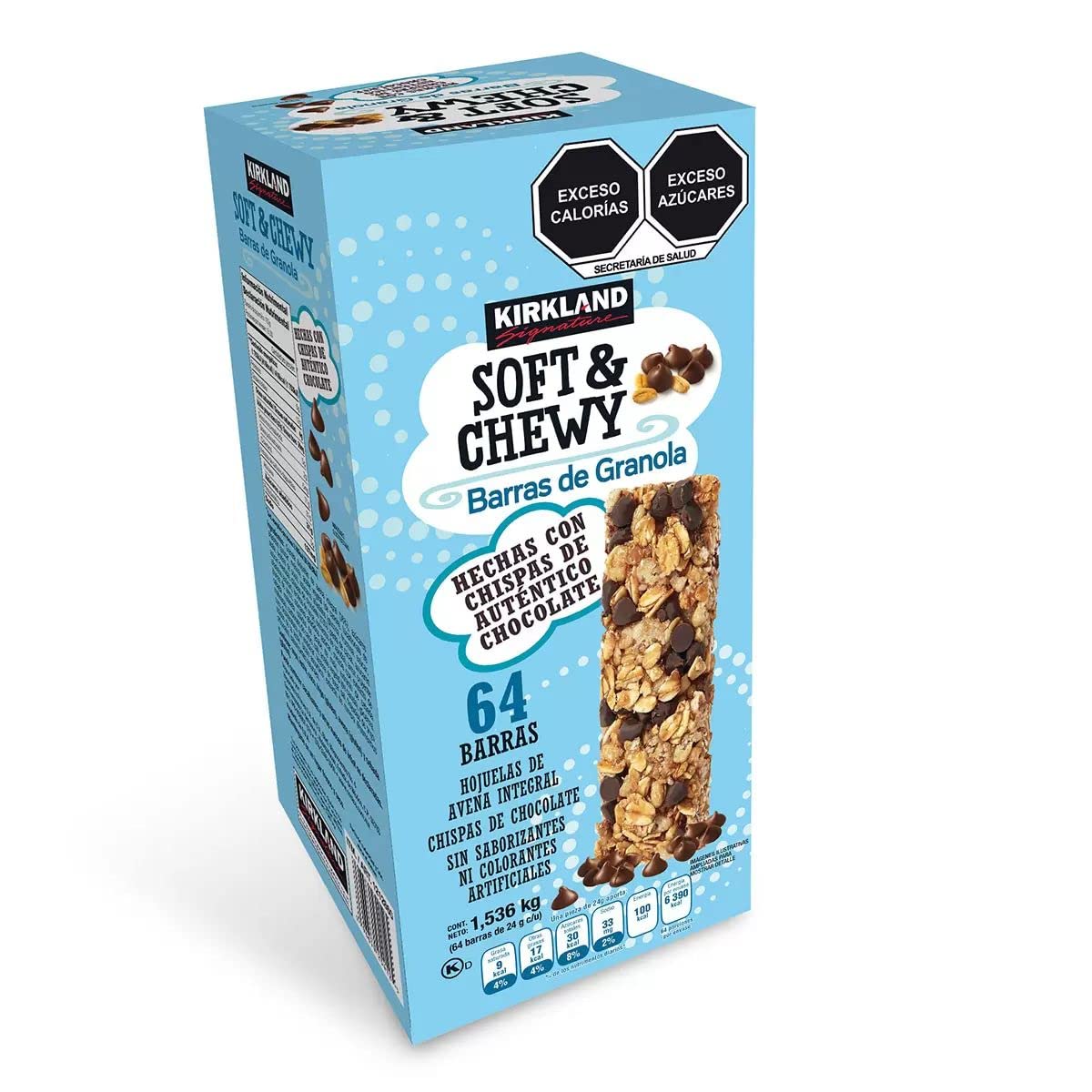 Kirkland Signature Soft & Chewy Chocolate Chips Granola Bars, 54.4 oz Chocolate 36 Count (Pack of 1)