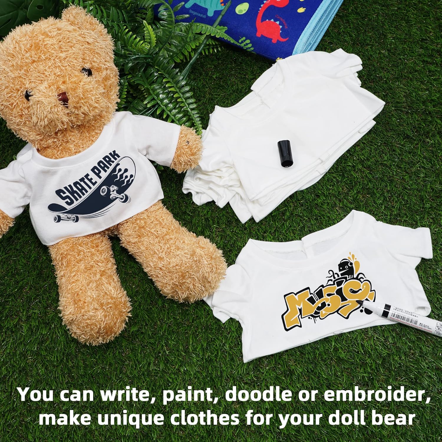 18 Pcs Stuffed Bear Clothes Sublimation Blank Bear Shirt Doll T-Shirts Stuffed Animal Tshirt Bear Basic Shirts Easy to Wear Fit 14-18 Inches Stuffed Dolls