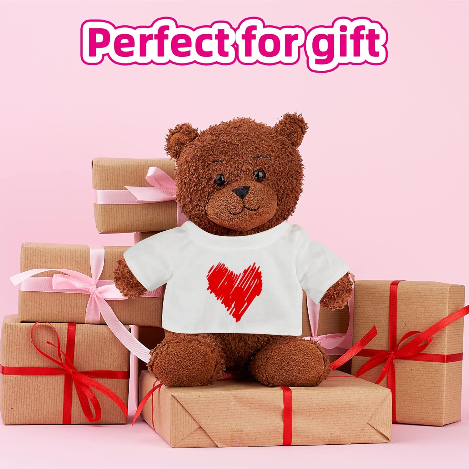 18 Pcs Stuffed Bear Clothes Sublimation Blank Bear Shirt Doll T-Shirts Stuffed Animal Tshirt Bear Basic Shirts Easy to Wear Fit 14-18 Inches Stuffed Dolls