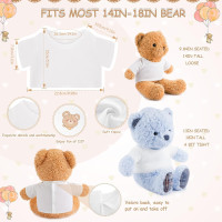 18 Pcs Stuffed Bear Clothes Sublimation Blank Bear Shirt Doll T-Shirts Stuffed Animal Tshirt Bear Basic Shirts Easy to Wear Fit 14-18 Inches Stuffed Dolls