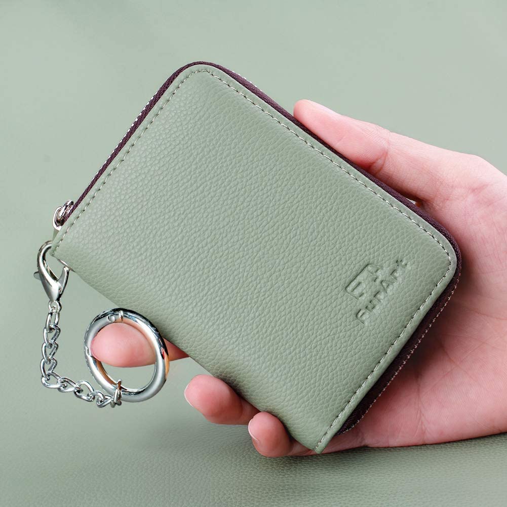 FurArt Credit Card Wallet, Zipper Card Cases Holder for Men Women, RFID  Blocking, KeyChain Wallet, Compact Size
