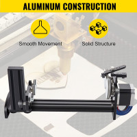 VEVOR Rotary Axis Attachment, 4 Wheels Laser Rotary Attachment, 57 Stepper Motor Laser Cutter Rotary, 50 mm-350 mm Carve Length for Engraving Cutting Machine Spherical Carving Cylinder Carving Rotary Axis Attachment A