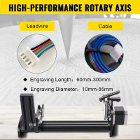 VEVOR Rotary Axis Attachment, 4 Wheels Laser Rotary Attachment, 57 Stepper Motor Laser Cutter Rotary, 50 mm-350 mm Carve Length for Engraving Cutting Machine Spherical Carving Cylinder Carving Rotary Axis Attachment A