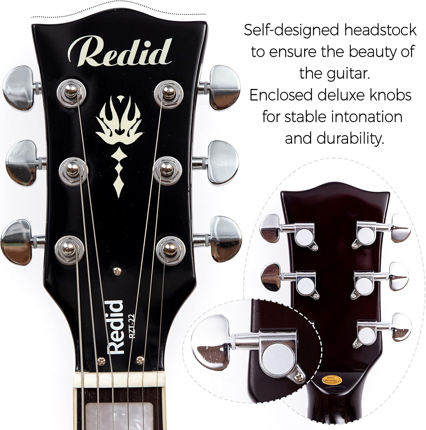 RZT-22 Thinline Electric Guitar Archtop Semi-hollow body with Single-Coil Pickup- Perfect for Rock, Blues, and Jazz Music (Vintage Sunburst)