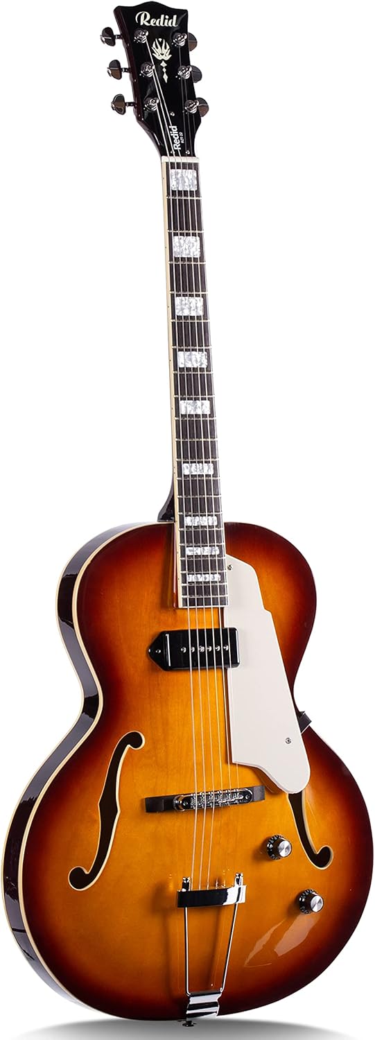 RZT-22 Thinline Electric Guitar Archtop Semi-hollow body with Single-Coil Pickup- Perfect for Rock, Blues, and Jazz Music (Vintage Sunburst)