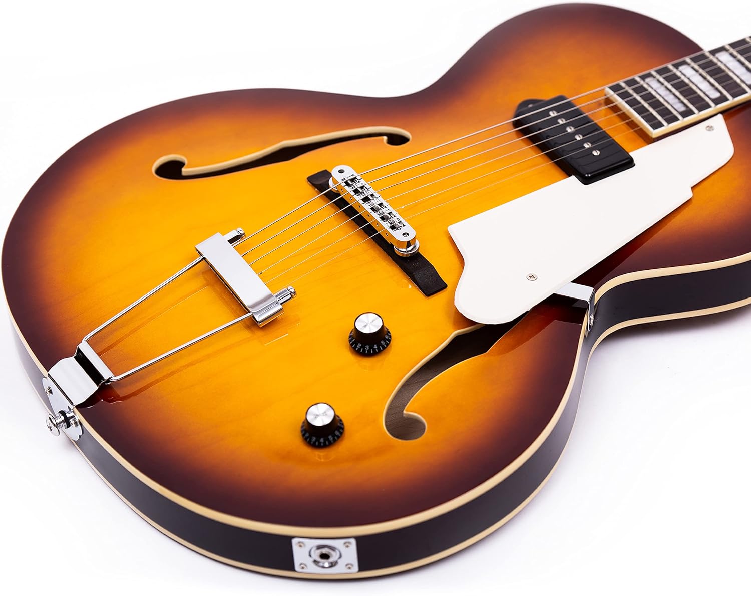 RZT-22 Thinline Electric Guitar Archtop Semi-hollow body with Single-Coil Pickup- Perfect for Rock, Blues, and Jazz Music (Vintage Sunburst)