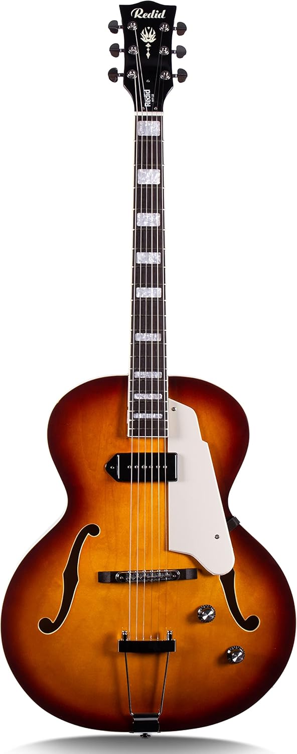 RZT-22 Thinline Electric Guitar Archtop Semi-hollow body with Single-Coil Pickup- Perfect for Rock, Blues, and Jazz Music (Vintage Sunburst)