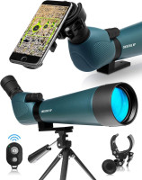 CREATIVE XP Spotting Scopes 20-60x80mm or 20-60x60mm Zoom with FMC Lens, 45 Degree Angled Eyepiece, Fogproof Spotting Scope with Tripod, Compact with Phone Adapter for Birding Watching