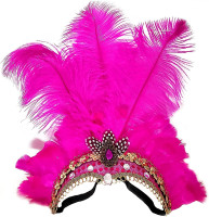 Famvos Feather Headpiece for Women, Carnival Headpieces, Showgirl Headpiece, Mardi Gras Headdress Rose Red