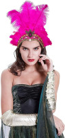 Famvos Feather Headpiece for Women, Carnival Headpieces, Showgirl Headpiece, Mardi Gras Headdress Rose Red