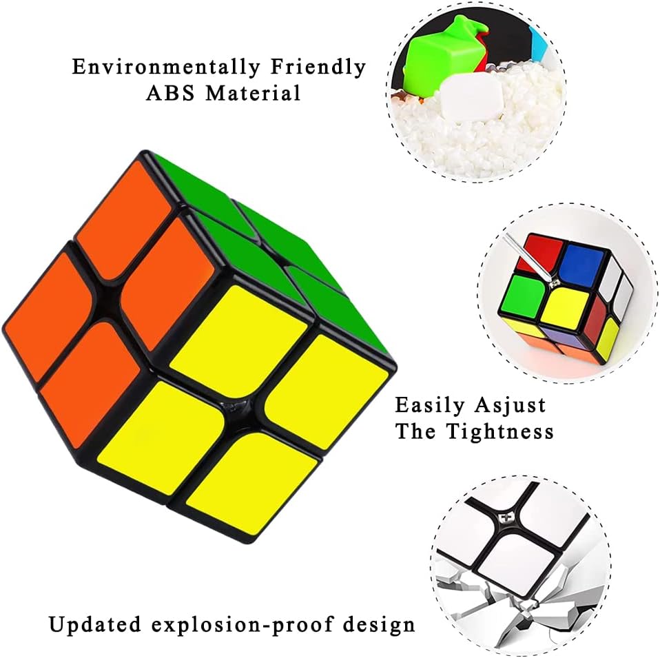 2x2 Speed Cube, Classic 2x2 Cube Puzzles Toy (Black) 2x2 Cube Black