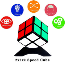 2x2 Speed Cube, Classic 2x2 Cube Puzzles Toy (Black) 2x2 Cube Black