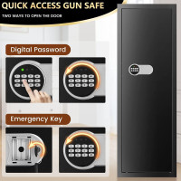 Sanfnz 50'' 6-8 Rifle Gun Safe Fire Resistant, Larger and Deeper Safes for Home Pistols with Adjustable Bracket, Quick Access Storage Cabinet 3 Pistol Rack, Silent Mode, Black