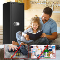 Sanfnz 50'' 6-8 Rifle Gun Safe Fire Resistant, Larger and Deeper Safes for Home Pistols with Adjustable Bracket, Quick Access Storage Cabinet 3 Pistol Rack, Silent Mode, Black