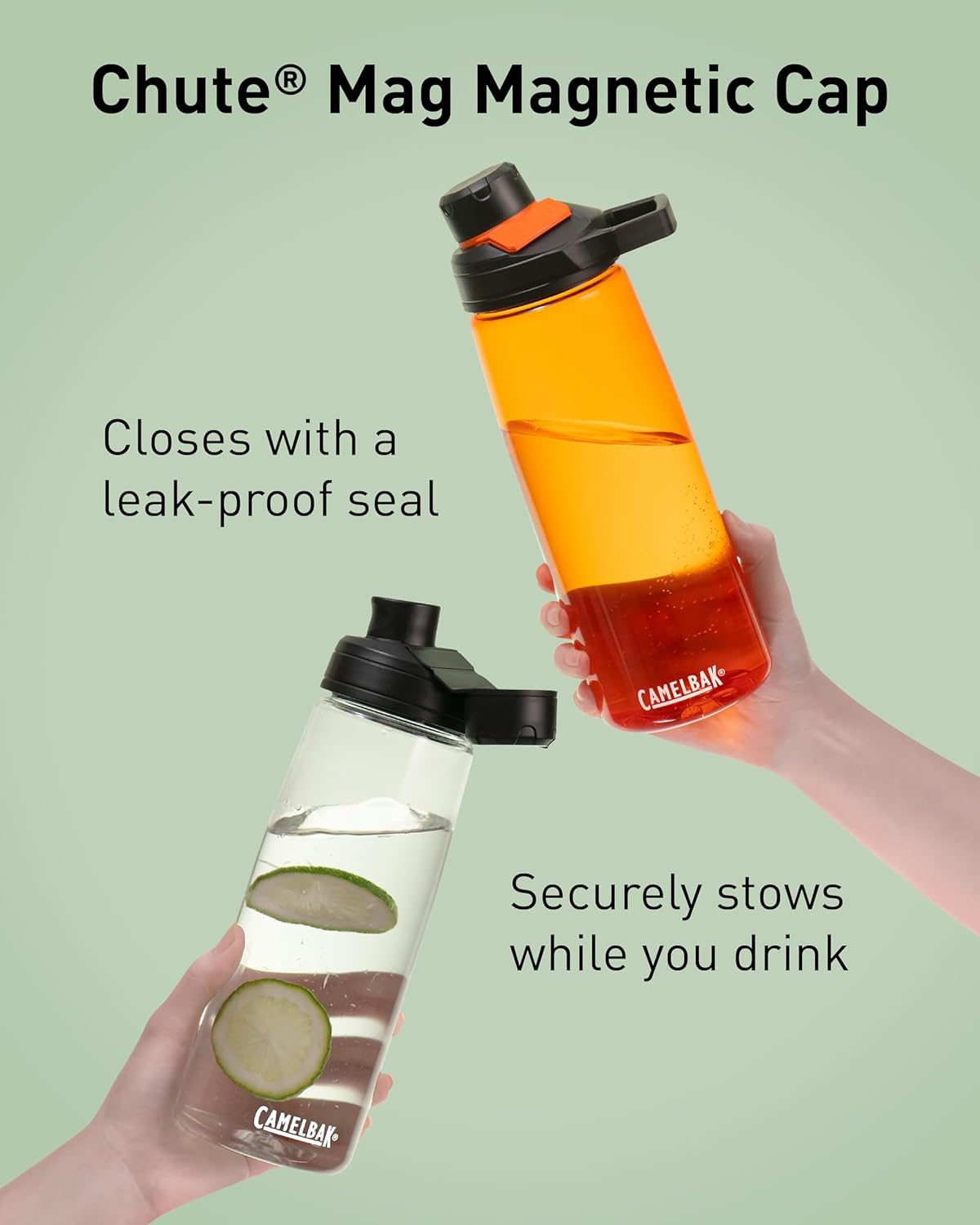 CamelBak Chute Mag BPA Free Water Bottle with Tritan Renew - Magnetic Cap 32 Ounces Clear