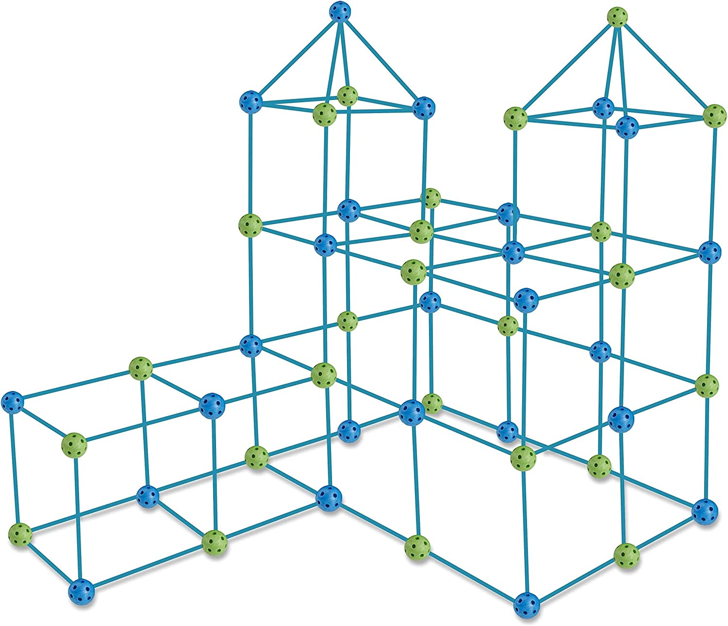 SIENIANLINE Kids Fort Building Kits 480 pcs(Comprend 96 Tube, 76·5 connecteurs et 4 Roues), Châteaux Tunnels Jouer Intérieur et Extérieur Cadeau pour Garçons Fille-Réutilisable