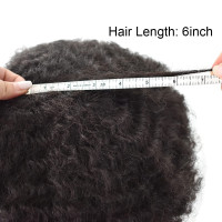 Afro Curly Toupee for Black Men Brazilian Human Hair Pieces Full PU African American Afro Mens Toupee Hair System Man Weave Hair Unit Black Male Prosthesis 8x10 1# JET BLACk 8mm afro wave 8x10'' 1# JET BLACK-8mm wave