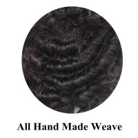 Afro Curly Toupee for Black Men Brazilian Human Hair Pieces Full PU African American Afro Mens Toupee Hair System Man Weave Hair Unit Black Male Prosthesis 8x10 1# JET BLACk 8mm afro wave 8x10'' 1# JET BLACK-8mm wave