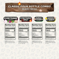 Flavor God Classic Combo Pack Of 4 Seasoning & Spices for Cooking, Everything, Everything Spicy, Garlic Lovers, Lemon & Garlic, Low Sodium, Healthy Herbs Keto Spice Set, Chicken, Beef, Seafood & Eggs