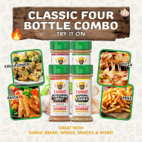 Flavor God Classic Combo Pack Of 4 Seasoning & Spices for Cooking, Everything, Everything Spicy, Garlic Lovers, Lemon & Garlic, Low Sodium, Healthy Herbs Keto Spice Set, Chicken, Beef, Seafood & Eggs