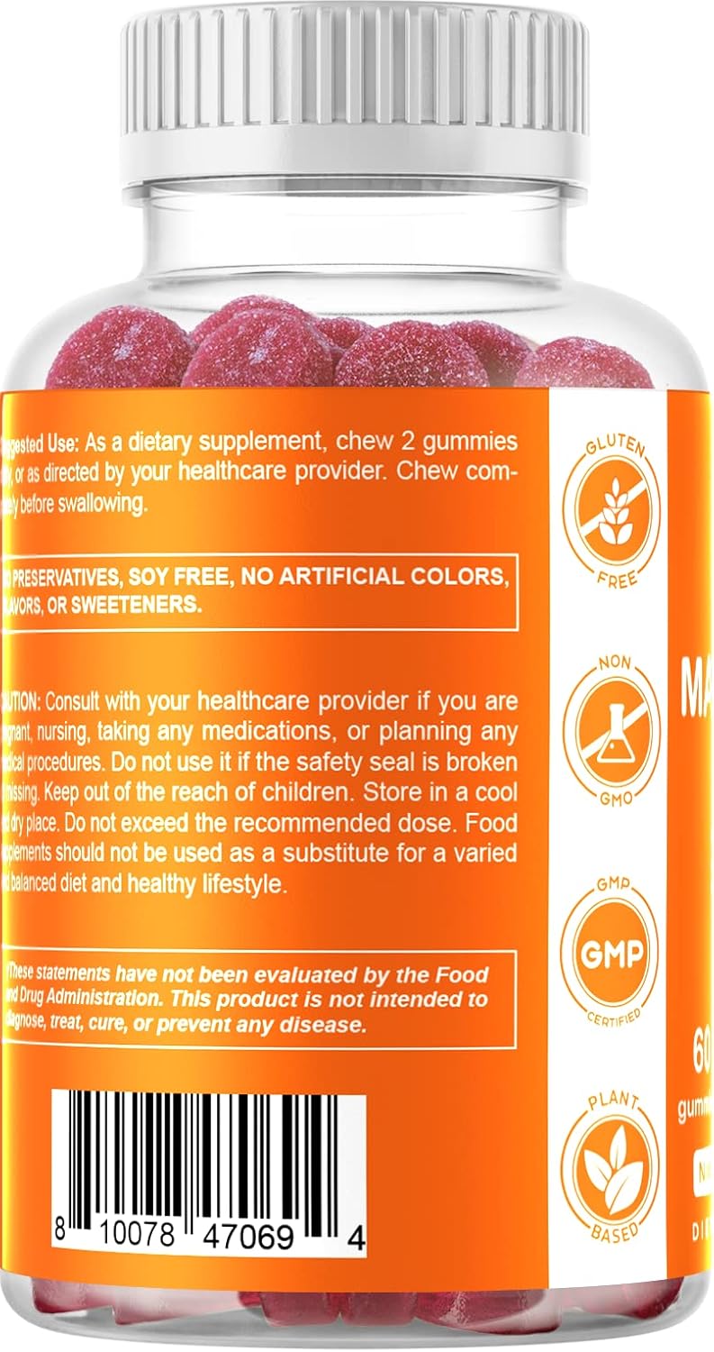 Vitamatic Magnesium Gummies 600mg per Serving – 60 Vegan Count for Relaxation, Muscle, Bone, and Energy Support