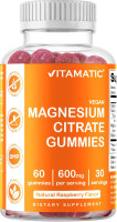 Vitamatic Magnesium Gummies 600mg per Serving – 60 Vegan Count for Relaxation, Muscle, Bone, and Energy Support