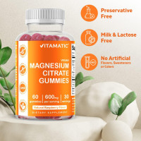 Vitamatic Magnesium Gummies 600mg per Serving – 60 Vegan Count for Relaxation, Muscle, Bone, and Energy Support