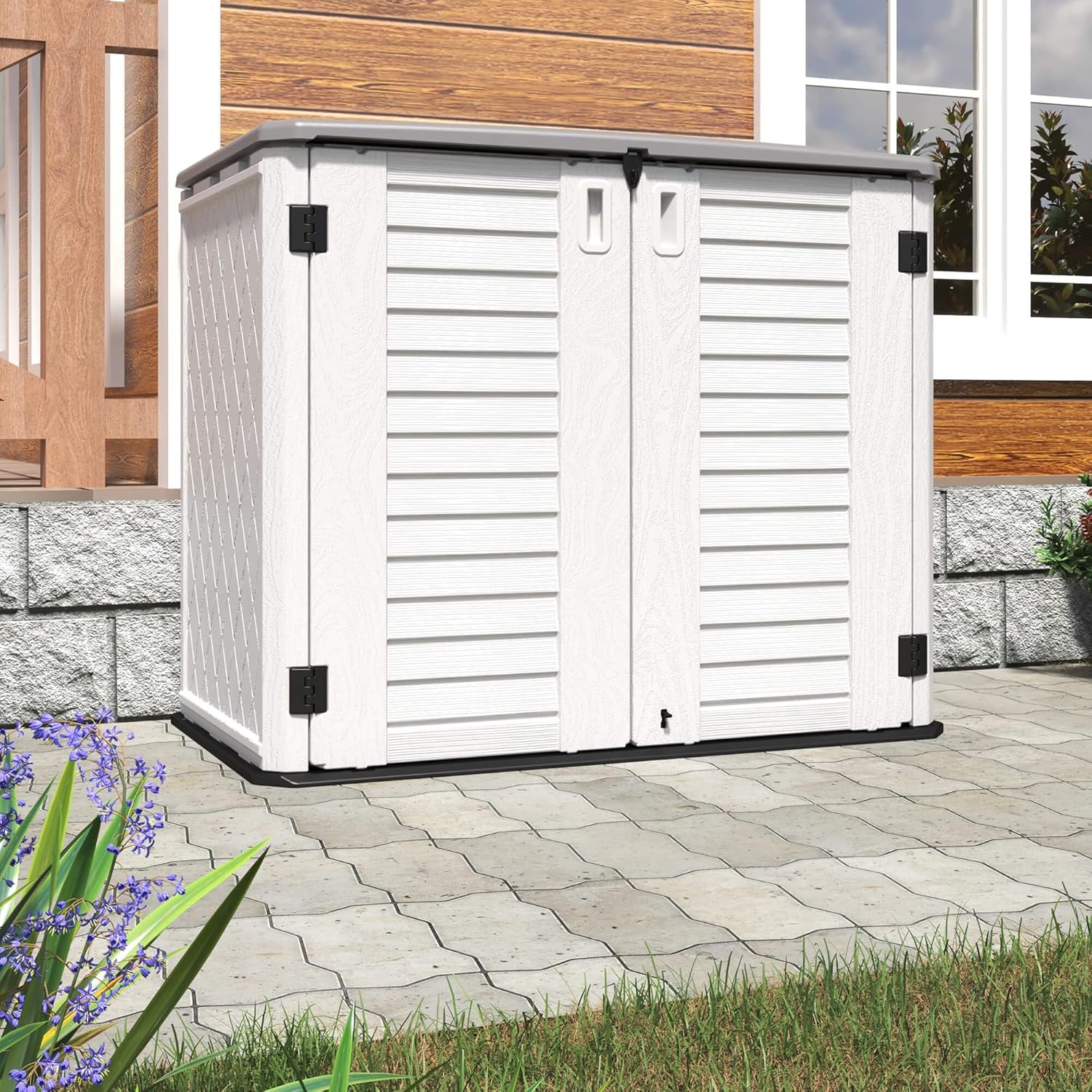 HOMSPARK Black Metal Laminate Shelves Kit Vertical Storage Shed